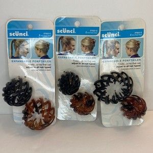 Scunci Expandable Adjustable Ponytailer Bun Clip Black Brown